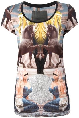 Philipp Plein diamanté embellished mixed print T-shirt