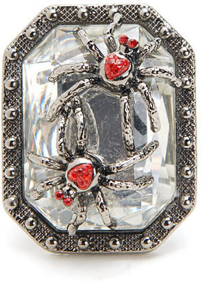 Betsey Johnson Crystal Ring W. Spiders
