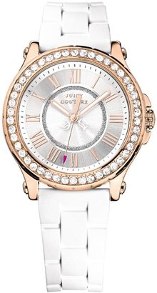 Juicy Couture Ladies Pedigree Rose-Gold Plated Case, White Dial And Crystal-Set Bezel Watch