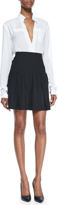 Donna Karan Pleated Skirt with Yoke, Black
