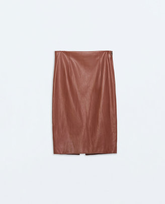 Zara 29489 Faux Leather Pencil Skirt