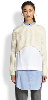 Thakoon Cropped Wool Hi-Lo Sweater