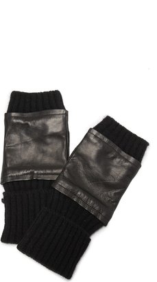 Carolina Amato Fingerless Knit & Leather Gloves