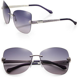 Roberto Cavalli Rimless Crystal-Embellished Sunglasses/Smoke