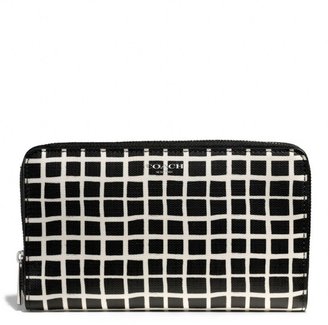 Coach Bleecker Continental Zip Wallet In Black And White Print Coated Canvas