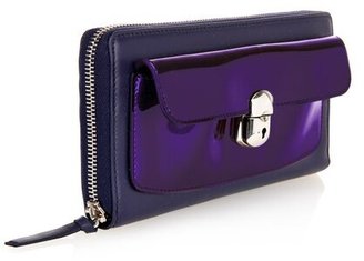 Balenciaga Padlock Zip-around Leather Wallet - Blue