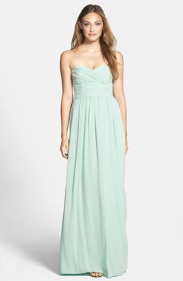 Monique Lhuillier Bridesmaids Strapless Ruched Chiffon Sweetheart Gown (Nordstrom Exclusive)