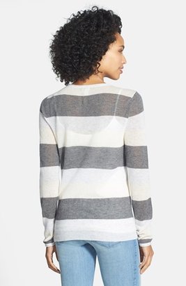 Halogen Stripe Sheer Cashmere Sweater