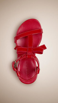 Burberry Bow Detail Patent Leather Sandals