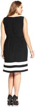 Amy Byer Plus Size Sleeveless Border-Stripe A-Line Dress
