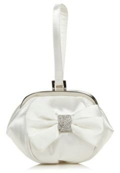 Debut Ivory satin diamante bow clutch bag