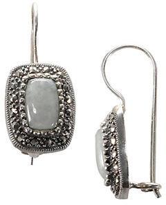 Lord & Taylor Sterling Silver And Marcasite Rectangle Earrings