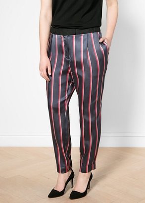 Violeta BY MANGO Satin Striped Trousers