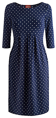 Joules Annette Jersey Spot Dress, French Navy