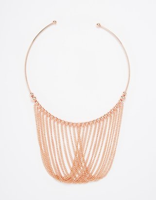 Pieces Wilma Chain Drape Choker Necklace - Rose gold