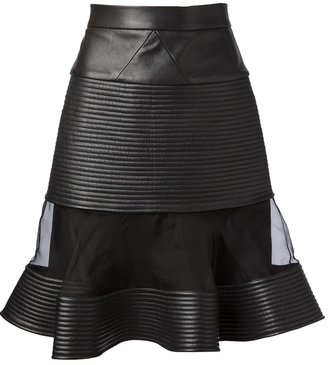 David Koma sheer panel leather skirt