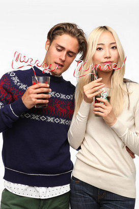 Urban Outfitters Krazy Holiday Word Straw - Set Of 2