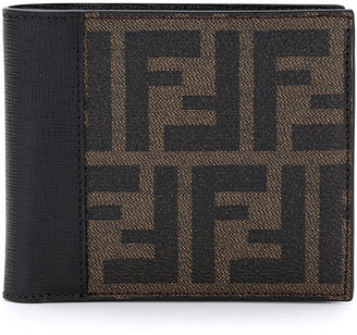 Fendi Coated Zucca Bi-Fold Wallet, Tobacco/Black
