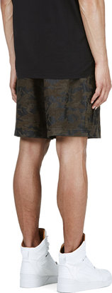 Givenchy Black Perforated Leather Camo Shorts