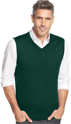 John Ashford Big and Tall Solid Cotton Sweater Vest