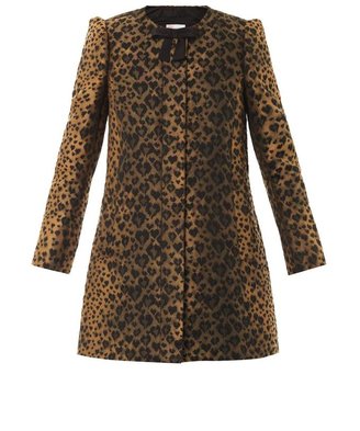 RED Valentino Leopard-jacquard A-line coat