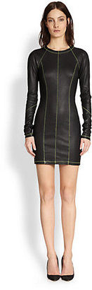 Alexander Wang Topstitched Leather Body-Con Dress