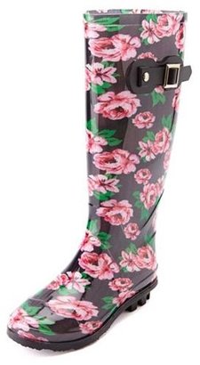 Charlotte Russe Rubber Floral Print Rain Boots