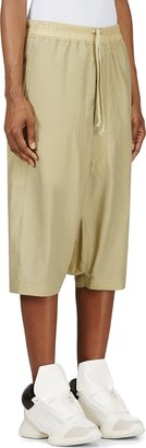 Rick Owens Green Drop-Crotch Shorts