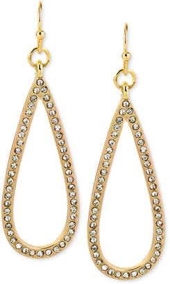 Hint of Gold Crystal Pave Open Teardrop Earrings in 14k Gold-Plated Metal
