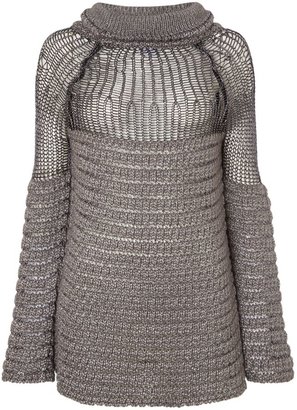 philosophy Ribbed roll neck jumper with mesh panel