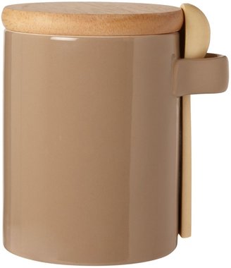 Linea Pastel brown storage jar with spoon