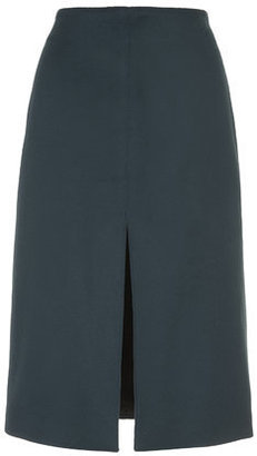 Topshop Womens Melton Wool Split Skirt by Boutique - Teal