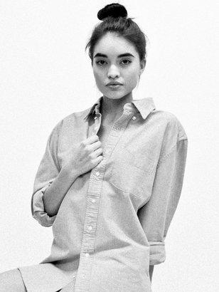 American Apparel Unisex Stone Wash Oxford Long Sleeve Button-Down with Pocket