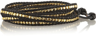 Chan Luu Gold-plated and leather wrap bracelet