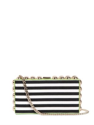 DSQUARED2 Striped Cotton Canvas & Ayers Box Clutch