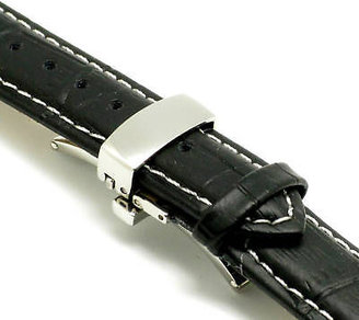 Tag Heuer 18mm Leather Men's Watch Band Croco DEPLOYMENT CLASP Black For