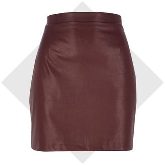 River Island Dark red leather-look mini skirt