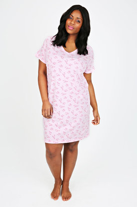 Yours Clothing Light Pink All Over Alarm Print V-neck Nightdress