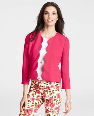Ann Taylor Scalloped Crepe Open Jacket