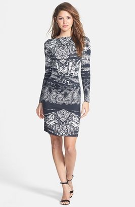 Nicole Miller Print Jersey Body-Con Sheath Dress