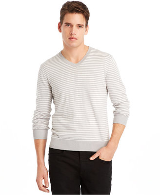 Kenneth Cole Reaction Striped V-Neck Sweater