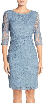 Adrianna Papell Ruched Lace Sheath Dress (Regular & Petite)