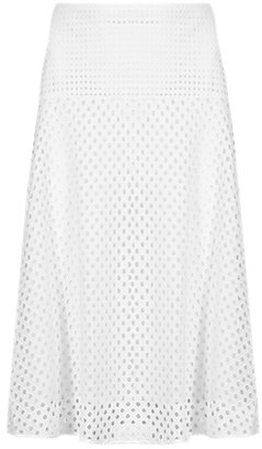 Marks and Spencer M&s Collection Pure Cotton Cutwork A-Line Skirt