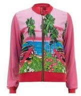 Dorothy Perkins Womens Ruby Rocks Pink Hawaii Beach Print Bomber Jacket- Pink