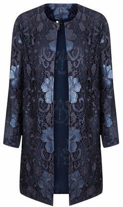Topshop Womens Lace Overlay Coat - Navy