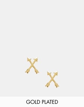Gorjana Gold Plated Crossed Arrow Stud Earrings - gold