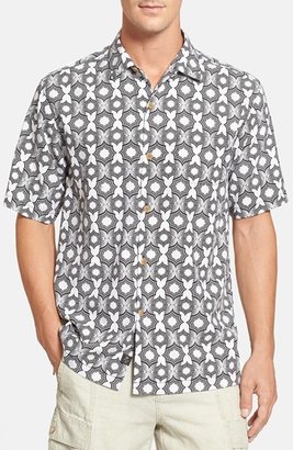 Tommy Bahama 'Tile Effect' Island Modern Fit Silk Campshirt