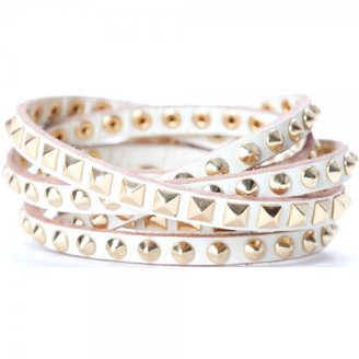 Linea Pelle Double Wrap Triple Row Mixed Gold Studs Cuff