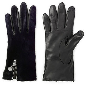 Diane von Furstenberg Haircalf Zip Gloves