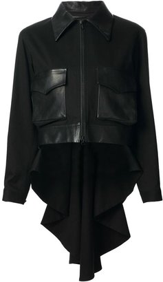 Yohji Yamamoto VINTAGE structured jacket with leather pockets and frac detailed tail in the back